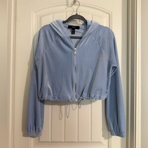 Forever 21 Light Blue Hooded Bomber Jacket